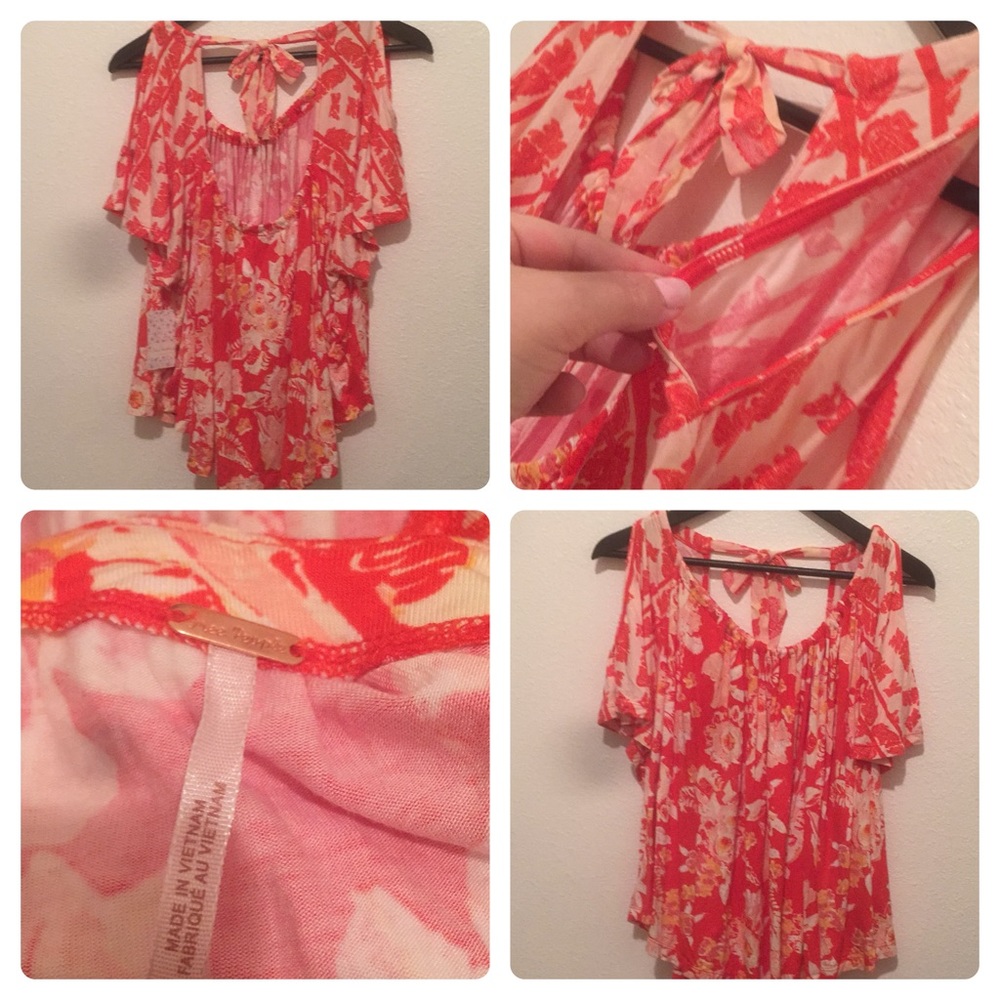 Coral and white top